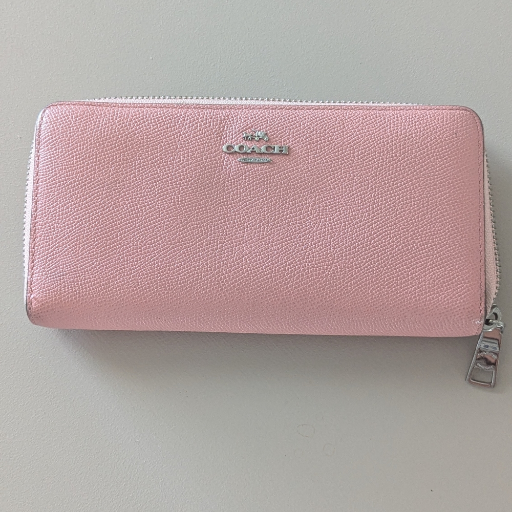 Coach Light Pink Zip-Around Wallet